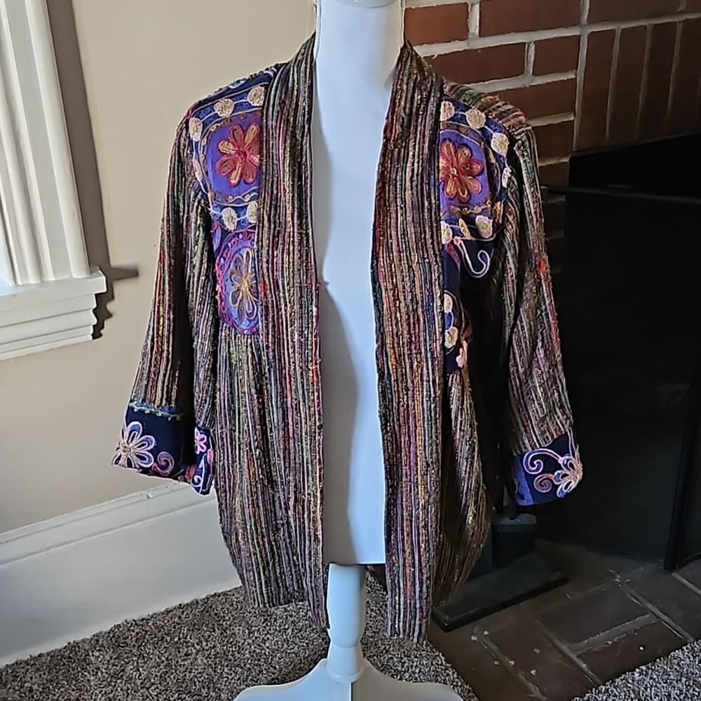 Soft Surroundings embroidered lined jacket